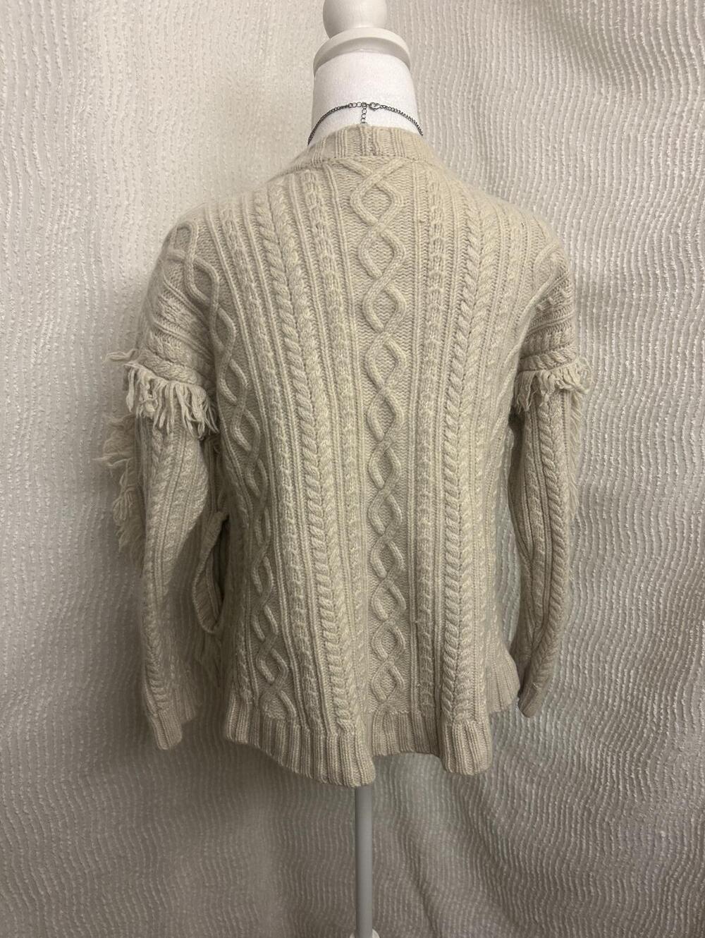 Madewell Fringe Cable Knit Cardigan S Merino Wool Oversized Boho - Picture 4 of 8